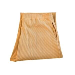 Ralph Lauren Khaki Cream Ribbed Knit Cotton Wide Leg Pant Size M